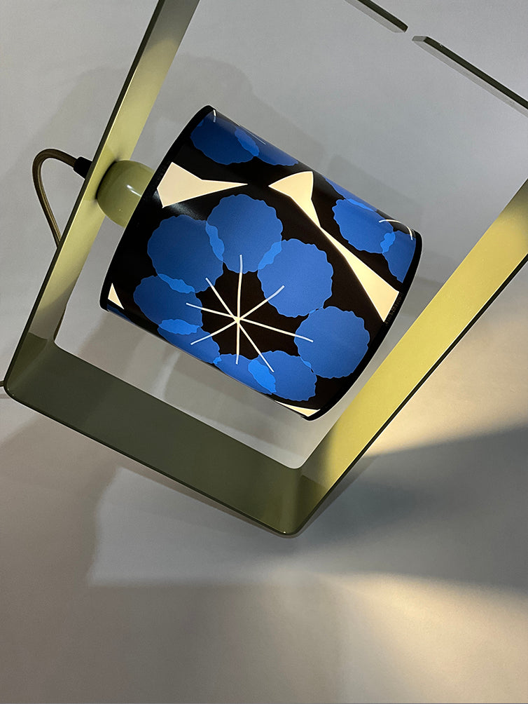 Lampe Bo habillée avec abat jour modèle Flore, Bleu - commande couleur BLEU